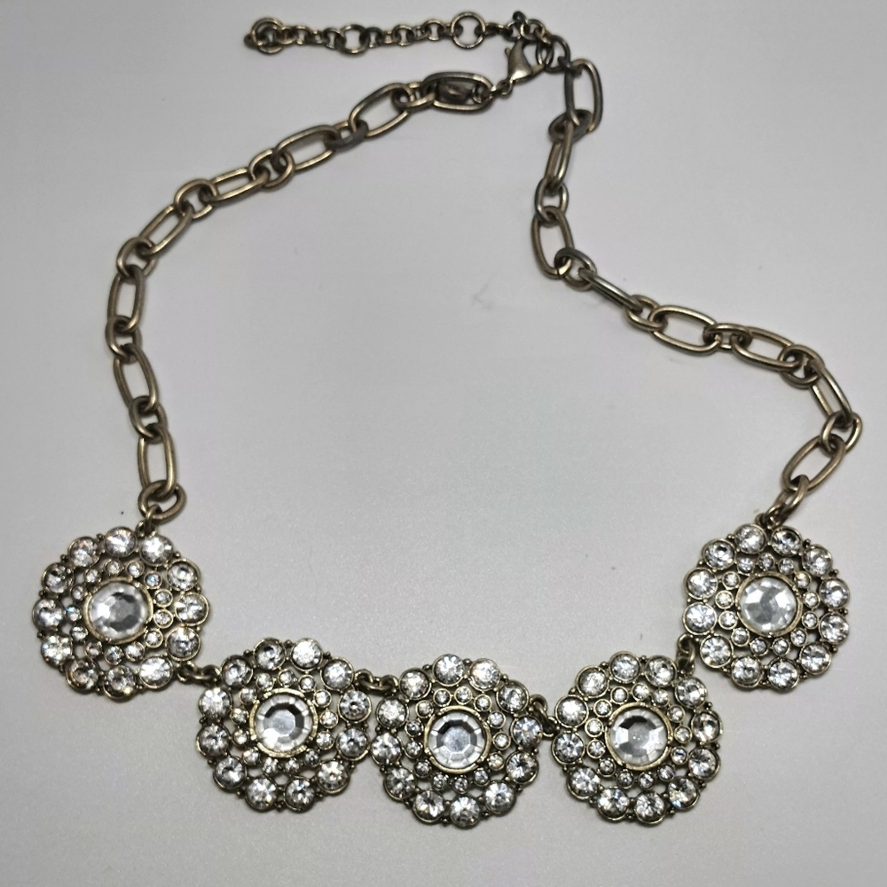 J. Crew Gold Tone Rhinestone Statement Necklace